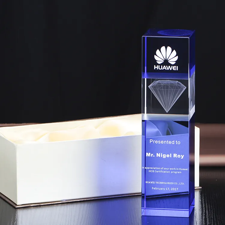 Top grade K9 kristall glas trophäe 3D laser gravierte handgemachte handwerk kristall trophäe kristall award, personalisierte