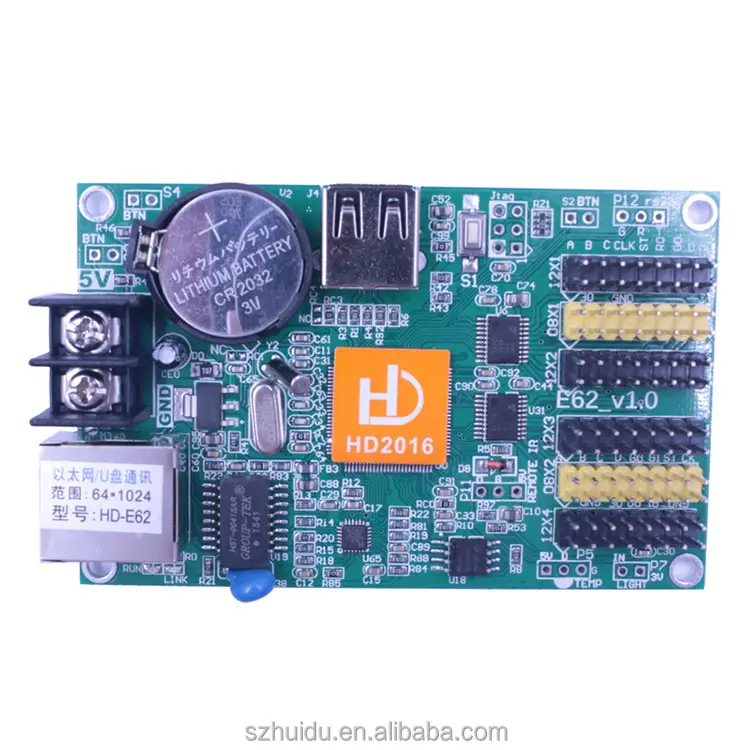 High quality P10 P16 led module China huidu controller card HD-E62 LAN network card