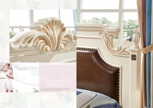 Juego de Muebles de Dormitorio de Lujo Estilo Antiguo, Fabricado con Madera Maciza <span class=keywords><strong>y</strong></span> MDF, Juego de Cama Completo con Edredón - Product Image 2
