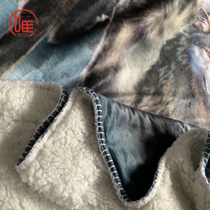 Hot Bán Tùy Chỉnh In Kỹ Thuật Số Chồn Lông Cừu 2ply Chăn In Mô Hình Sói <span class=keywords><strong>Sherpa</strong></span> Ném Chăn Cho Mùa Đông - Product Image 4