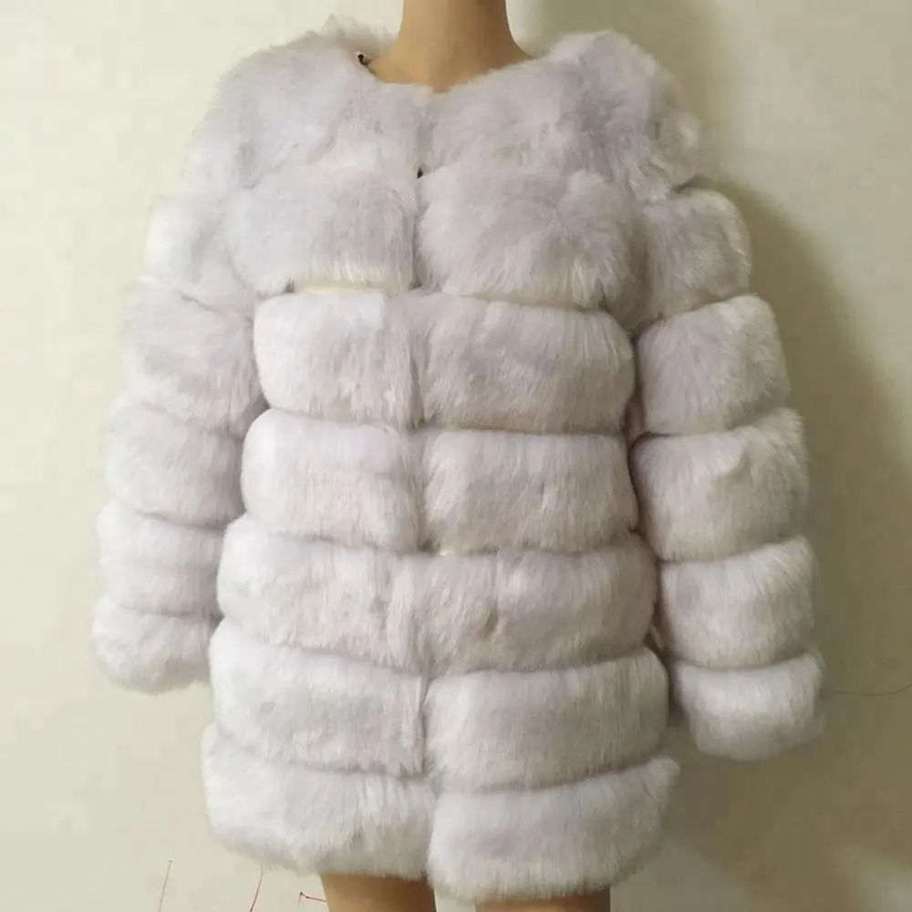 Approvisionnement d'usine super chaud femmes hiver manteau en fausse fourrure avec manches