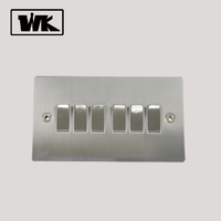 Wk borda quadrada 10ax padrão britânico 6 gang 2 way interruptor de parede elétrico tomada