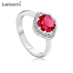 LUOTEEMI Wholesale Free Drop Shipping Fashion Design Women <strong>Cheap</strong> Cubic Zirconia <strong>Wedding</strong> <strong>Ring</strong> for Bridal - Product Image 1