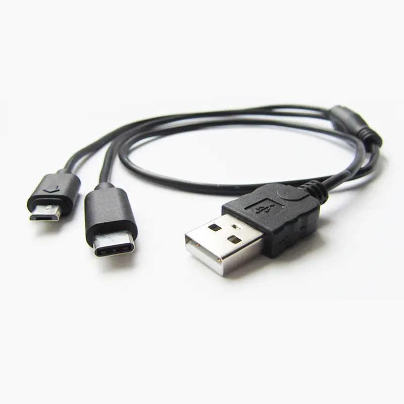 การออกแบบใหม่ไมโคร USB ชายกับ Usb ประเภท C 3 In 1สาย Usb 3.1สาย Y แยกขยาย