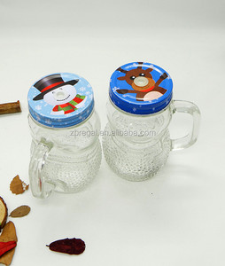 الزجاج ثلج نمط مقبض أكواب جرة ميسون مع عيد الميلاد الزخرفية غطاء القش - Product Image 3
