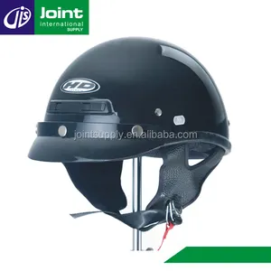 Helm Setengah Skuter Murah Hitam Pendek, Helm Sepeda Motor Wajah Terbuka dengan Tali Dagu