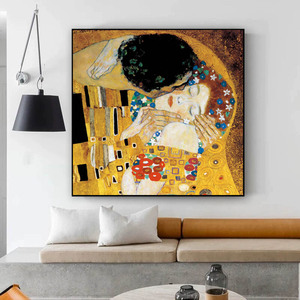 Vendita calda dipinta a mano astratta famosa <span class=keywords><strong>gustav</strong></span> <span class=keywords><strong>klimt</strong></span> la pittura del bacio - Product Image 6