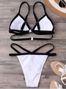 Bikini a Due Pezzi Sportivo da Donna Kingyoung, Bianco e Nero a Contrasto, con Fascia, Servizio OEM per Adulti - Product Image 5
