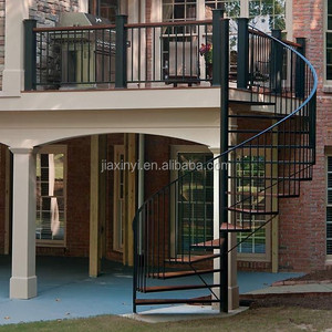 <span class=keywords><strong>Escaleras</strong></span> Exteriores <span class=keywords><strong>de</strong></span> <span class=keywords><strong>Hierro</strong></span> en Espiral con Peldaños <span class=keywords><strong>de</strong></span> Madera, Diseño Elegante <span class=keywords><strong>para</strong></span> Jardín, Patio o Terraza - Product Image 2