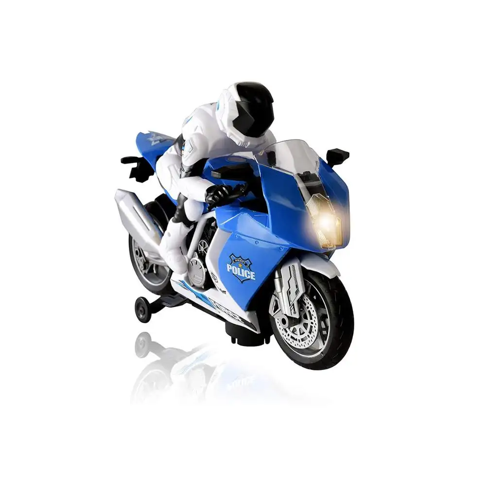 Cool Bump and Go Police Motorcycle 2 Wheeled Vehicle Toy with Music & Bright Colored Visuals for Kids Boys & Girls