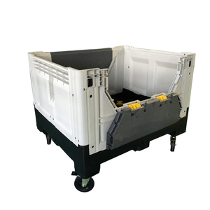 Đóng mở hộp Pallet với bánh xe Stackable nhựa 700L PE 100 lít nhựa lưu trữ hộp ISO gấp hộp rắn 4 cách nhập 1T - Product Image 3