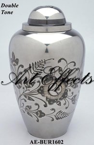 โกศใส่เถ้ากระดูกทองเหลืองสำหรับเผาเถ้ากระดูกของมนุษย์ทำจากเหล็กกล้าสีขาวลายดอกไม้ - Product Image 2