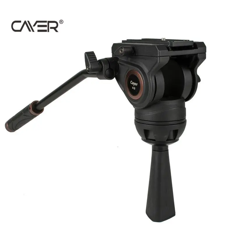 CAYER K3A Heavy Duty Video Camera Fluid Drag Head with Sliding Plate for DSLR Camera Filming