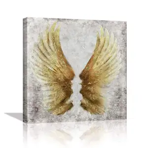 מקורי קיר אמנות מפורסם מלאכים ציור נייר זהב מלאך כנף יד ציור קיר תפאורה