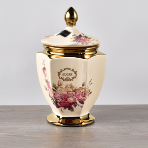 Sang Trọng Dubai Phong Cách Khách Sạn Nhà Hàng Sử Dụng <span class=keywords><strong>Herb</strong></span> Jar/Đồ Gia Dụng Gốm Gia Vị <span class=keywords><strong>Container</strong></span>/Mạ Vàng Chum Đối Với Thực Phẩm - Product Image 4