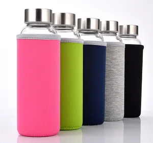 18.5 Oz Glass Water Bottle-l Glass Bottle Tea Cup Tea Bottle And Handmade Colorful Handle Nylon Sleeve