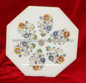 Mesa de centro con incrustaciones de mármol y piedra, trabajo de arte antiguo - Product Image 1