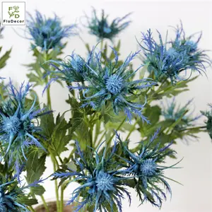 Groothandel 3 Heads Eryngo Selderij Peterselie Bloem Blauw Wedding Decoratieve Bloemen