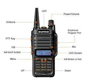 Radio jambon baofeng radio double bande étanche IP67 portable robuste avec talkie-walkie 10w talkie pratique baofeng uv 9r plus