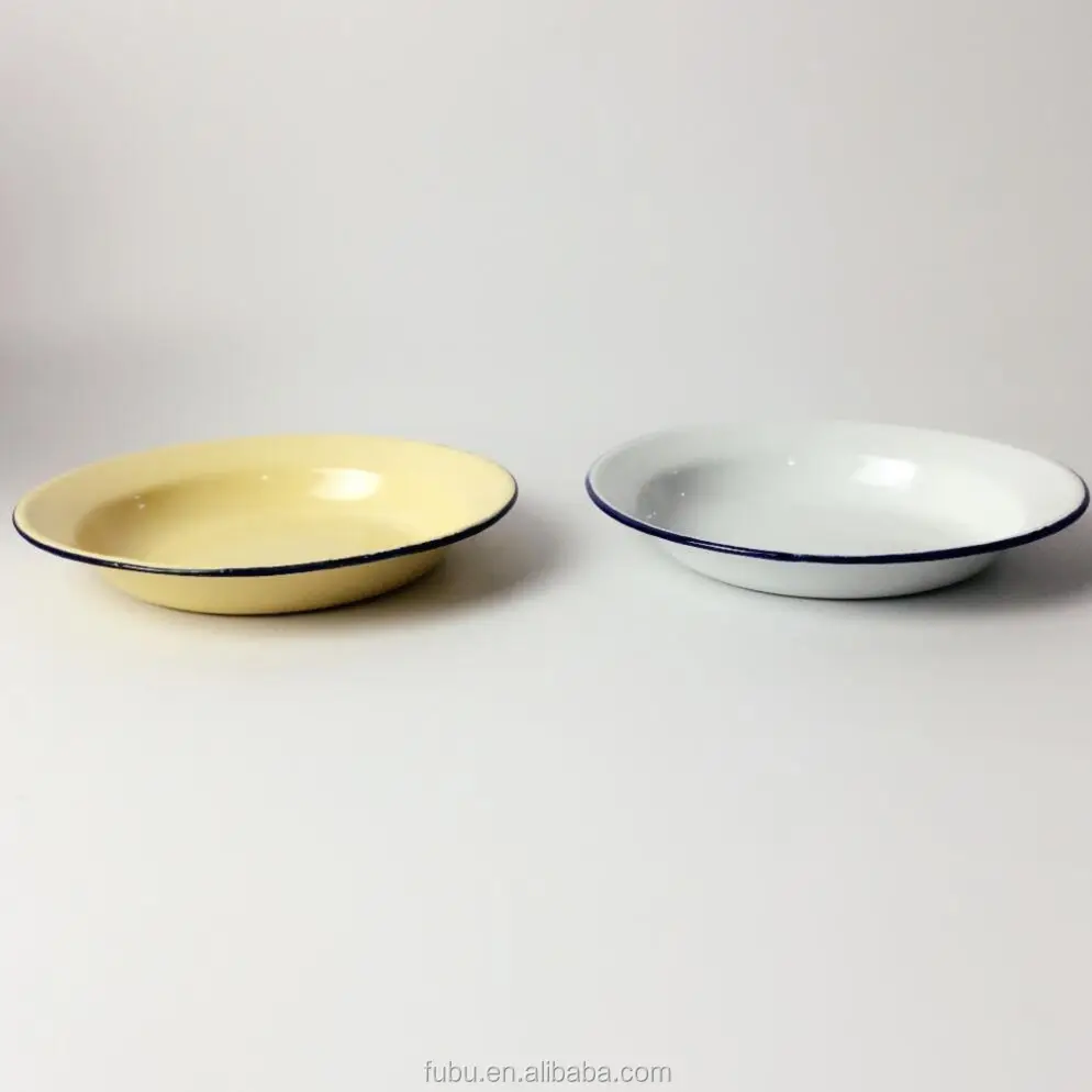 With kinds of different size and shape the Round enamel round plate with roll rim