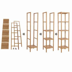 Bambù naturale Legno Mensola 5 Bagno Tier Scaffale Unità Torre Unità di Visualizzazione Rack di Stoccaggio Scaffalatura Scaffale Multifunzionale