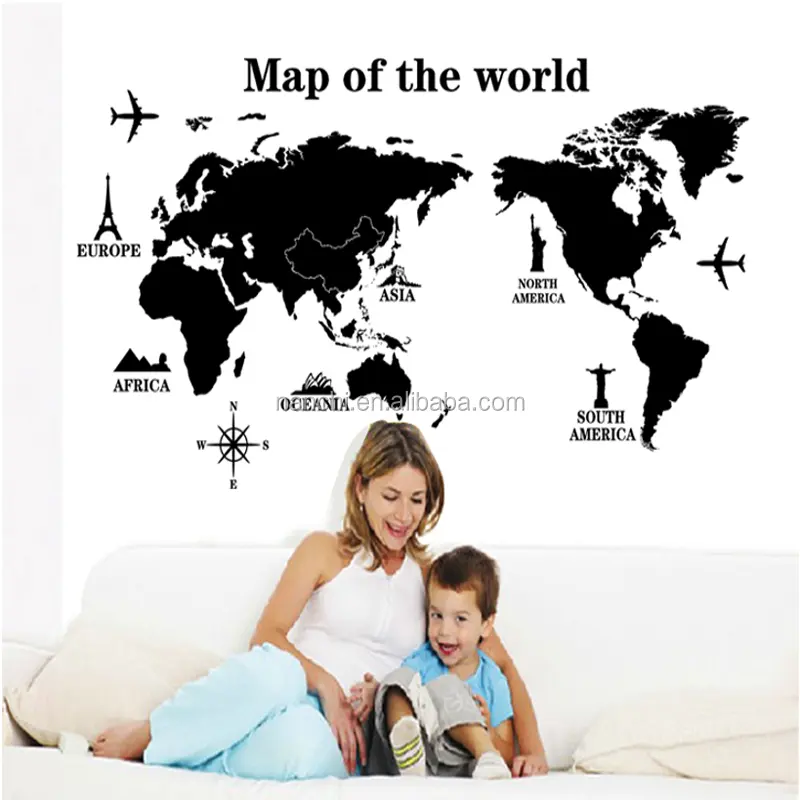 new world map large wall stickers home decor living room diy art decals removable pvc wall sticker for decoration