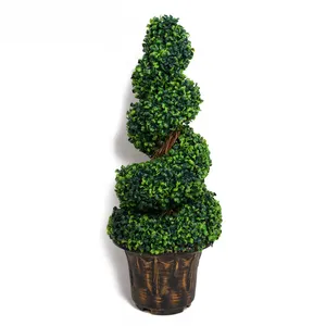 Şimşir Spiral Topiary Yapay Ağaç Bitki Yapay Yeşil Şimşir Spiral Saksı Topiary Ağaçları satış