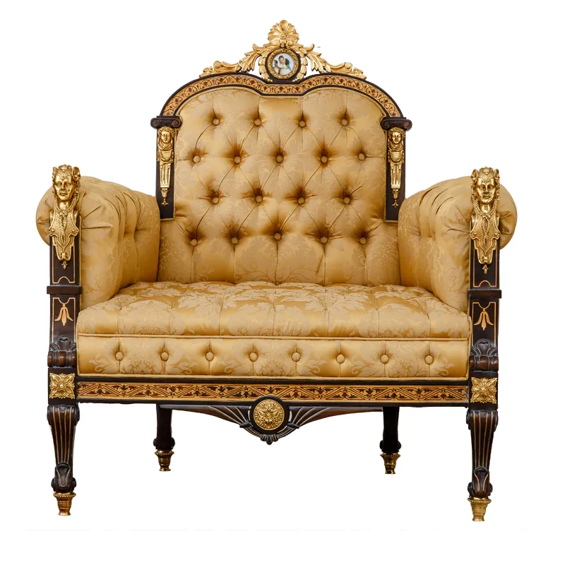 Furnitur ruang tamu klasik French Louis XV Rococo berukir gaya Gilded Grand Royal Sofa Salon Set furnitur rumah antik 1 buah