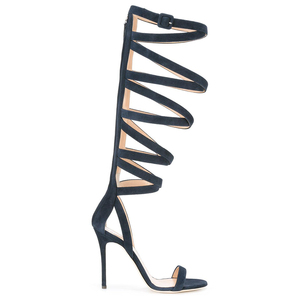 <span class=keywords><strong>Blu</strong></span> Con Spalline A Spillo Sandali per Le Donne Delle Signore Dell'alto Tallone Pattini di Vestito Da Sera di Grande Formato 2018 Estate Al Ginocchio Alto Stivali Gladiatore - Product Image 3