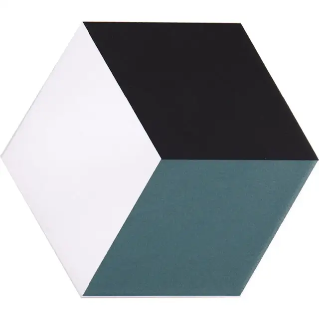 Telhas hexagonais com 3 cores, chão branco, preto e verde ou telhas de parede em medici