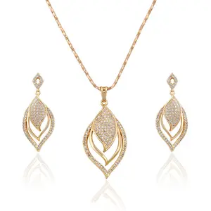 63558 Xuping hot sale Ladies fashion diamond leaf design gold jewelry set