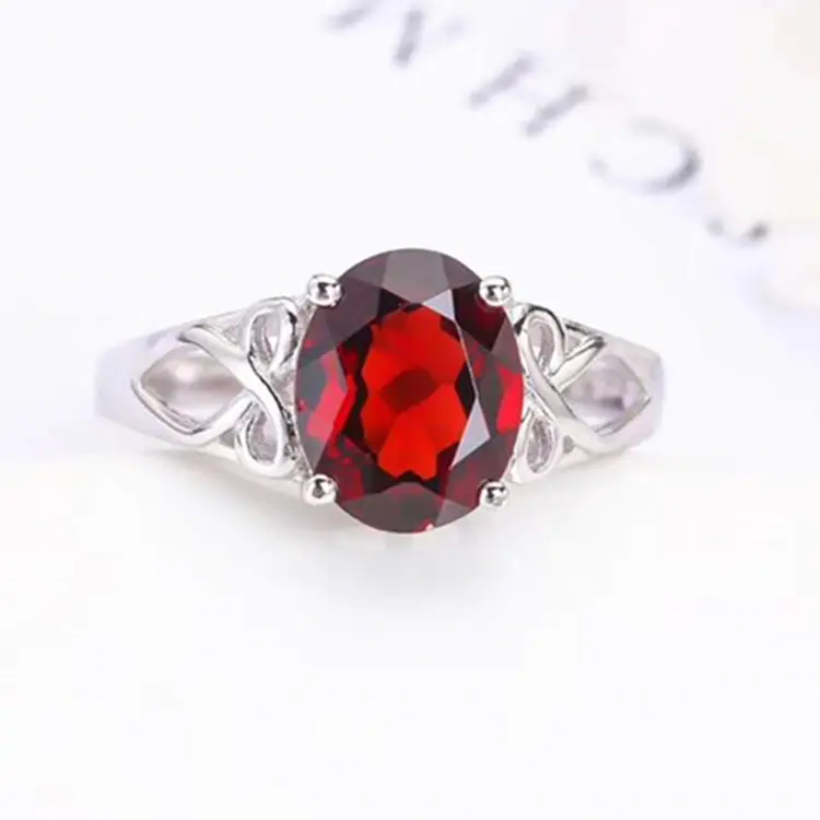 Neue Schmuck Design Modelle Verlobung sring 925 Sterling silber 18 Karat vergoldet natürlichen roten Granat Edelstein Ring