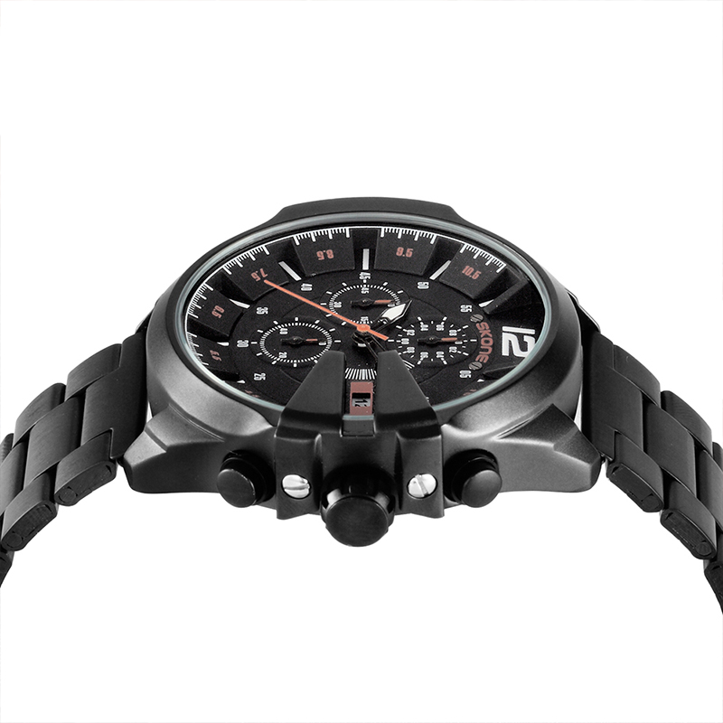 Skone 7428 Luxury Men's Watch - Golden Black Chronograph