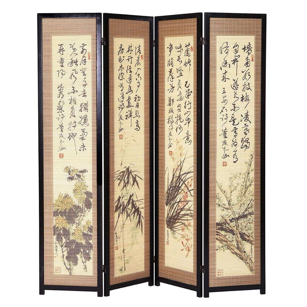 Paravento Orientale Shoji 6 Pannelli - Abete Scandinavo E Carta Di Riso - Altezza 212 Cm - Colore Nero - 4