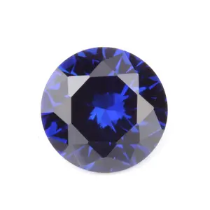 Xygems glanz fabrik großhandel runde form 6mm 34 # sapphire blau synthetische korund edelsteine für hohe qualität schmuck machen