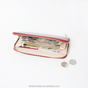 Woman Slim Wallet Red Tanned Leather Clutch Bag - Product Image 5