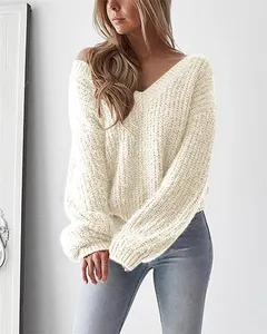 Autunno e Inverno in Europa e gli stati Uniti Esplosione Modelli delle Donne Profondo scollo a v Halter Del Merletto del Maglione Del Pullover