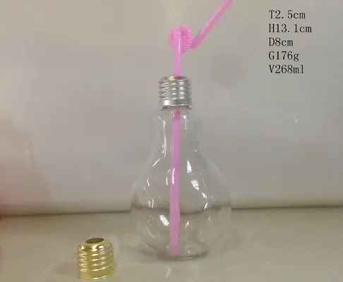 Bouteilles en plastique en forme d'ampoule avec bouchon métallique, modèle conçu pour les jus de fruits, les boissons, bon marché, 200ml, vente en gros, singapour,