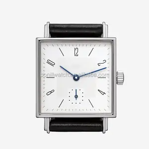 square shape sliver stone german brand style western unisex wrist watch