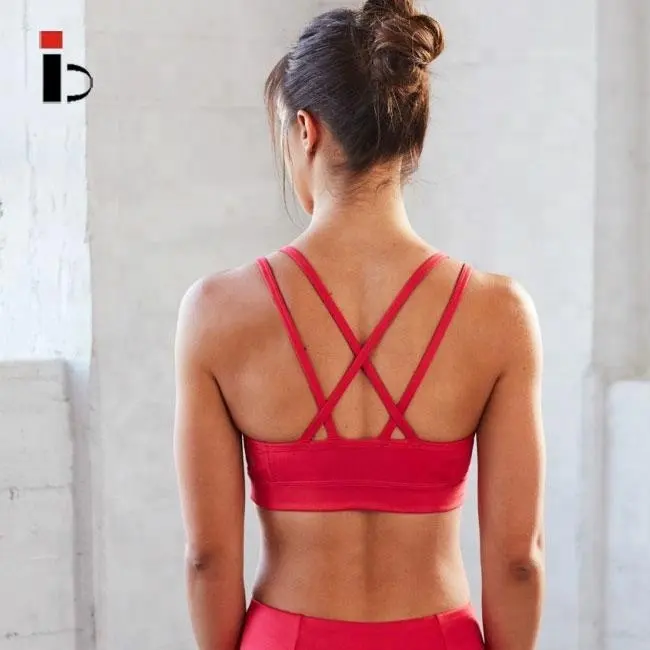 Hot sale high impact fitness running red yoga sports bra for women