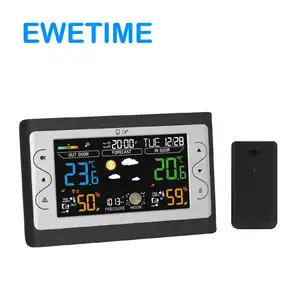 433Mhz Wireless Weather Station Clock With Color Display And Indoor/outdoor Thermometer Barometer Radio Controlled Clock