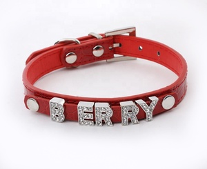 <span class=keywords><strong>Collar</strong></span> de cuero ostentoso duradero, <span class=keywords><strong>collar</strong></span> de cachorro de caniche con letras DIY de diferentes colores, Gato Bully <span class=keywords><strong>Pitbull</strong></span> - Product Image 1