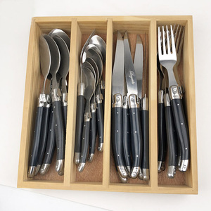 <span class=keywords><strong>Vaisselle</strong></span> de style <span class=keywords><strong>Laguiole</strong></span> de qualité alimentaire, 24 pièces avec boîte en bois - Product Image 6