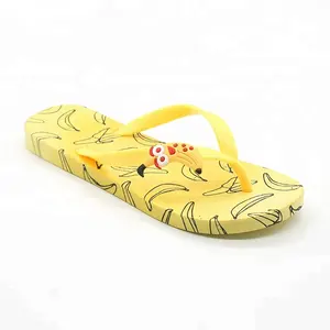 Yellow Custom Logo Cheap Promotion Beach Slippers Printed PCU Flip Flops