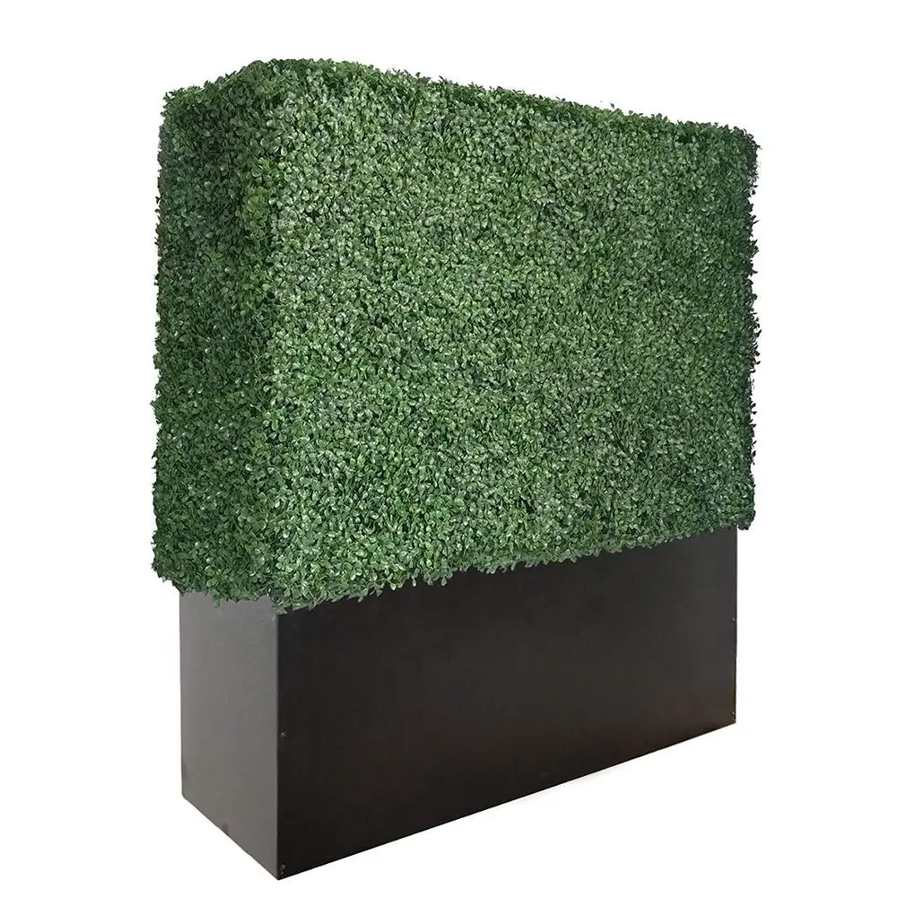 Topiary Plastik Pagar Pagar Tanaman Buatan, Topiary Boxwood dengan Kotak Penanam