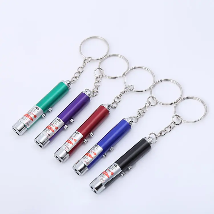 Mini porte-clés LED multicolore, lampe de poche en aluminium, pointeur laser, cadeau promotionnel, vente en gros, pas cher