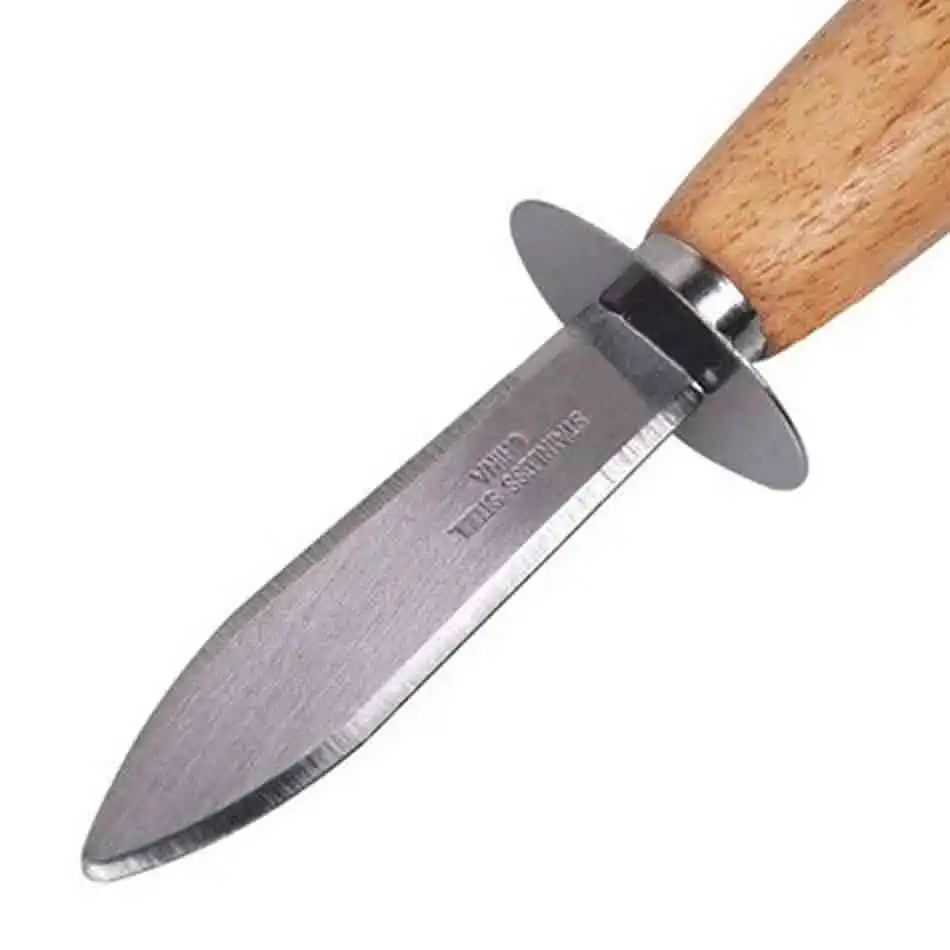 Benutzer definiertes Logo Premium Austern öffner Holzgriff Edelstahl Meeres früchte Werkzeug Paddy Austern Shucker Blank Open Shucking Knife