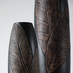<span class=keywords><strong>Grand</strong></span> <span class=keywords><strong>vase</strong></span> à fleurs nordique en polyrésine sur pied, décoration <span class=keywords><strong>noire</strong></span>, <span class=keywords><strong>vase</strong></span> à fleurs en relief - Product Image 6