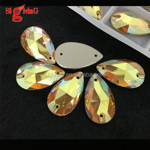 Belle couleur coudre sur cristal strass couleur soleil 17*28mm 3230 forme de goutte pour la fabrication de robes - Product Image 3