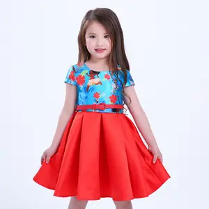 X1123 Infantil Muito Mais Recentes Modelos De Vestidos de Alta qualidade Da Moda Meninas Do Bebê Verão Flor Patterned Crianças Vestido de Festa